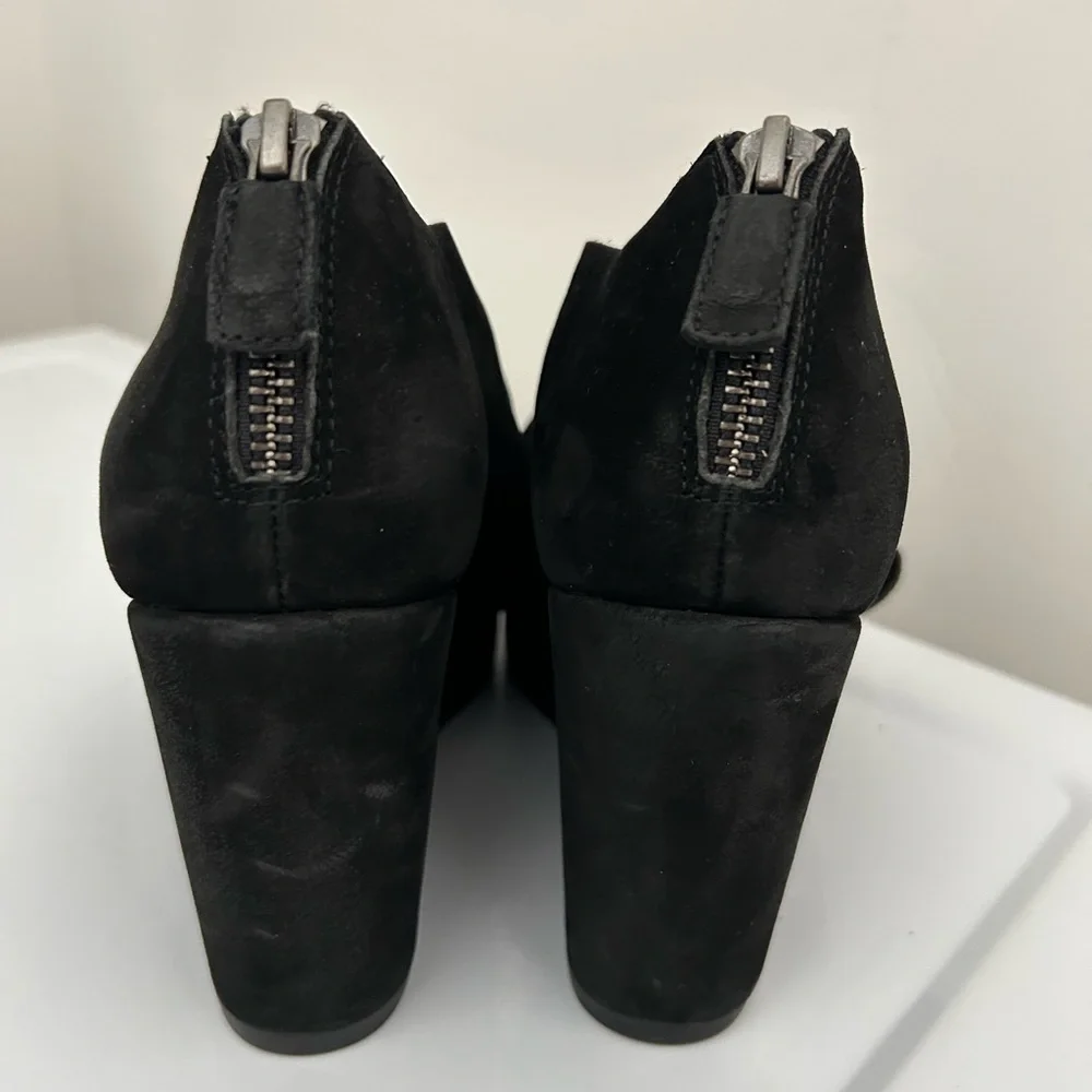 Eileen Fisher Suede Wedge Sandals Zipper Detail Zipper Detail Black Size 6